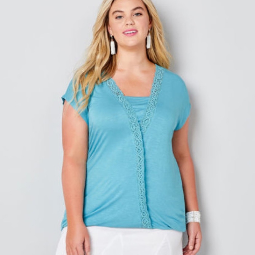 Avenue Lace Trim Knit Top NWT Size 18/20